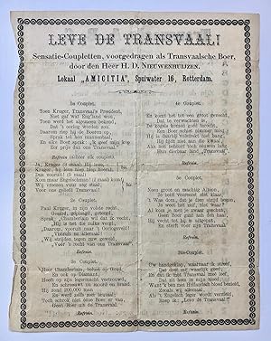 [Music, Transvaal, 1900] 'Leve de Transvaal! Sensatie-coupletten voorgedragen als Transvaalsche B...