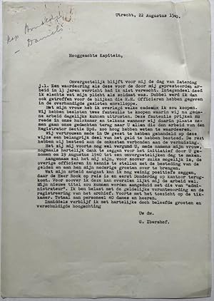 [Letter 1940] Letter of G. Ibershof, d.d. Utrecht 1940. With thanks for parting gift as departing...