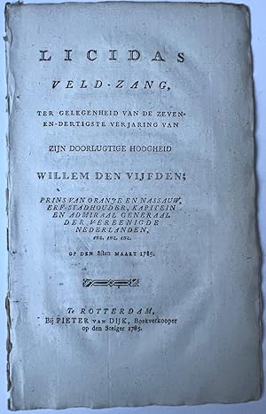 Poem 1785 | Licidas, veld-zang ter gelegenheid van de 37ste verjaring van . Willem den vijfden, p...