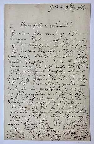 [MANUSCRIPT, POTT, BELGIUM] Brief van Aug. Friedr. Pott, taalgeleerde te Halle, d.d. Halle 1851, ...