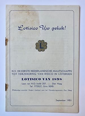 [Printed publication, Lottery, Loterij, 1951] Lotisico Uw geluk brochure van de N.V. De Eerste ...