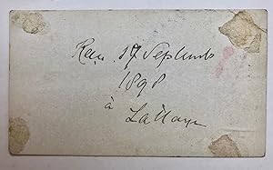 [Carte visite, SAKSEN] Visitekaartje van le Grand duc de Saxe met achterop in pen recu 17-9-18...