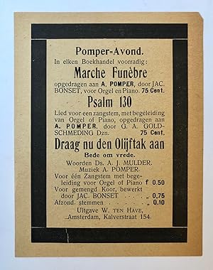 [Music, brochure] Brochure voor een Pomper-avond, met portret van Albert Pomper, gedrukt, 2 pag.