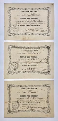 [Printed party documents, pricelist wine, 1856, Amsterdam] Enkele drukwerkjes t.g.v. de volksfees...