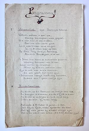 [Printed programm marriage celebration, 1935] Programma huwelijksfeest te Gouda van Bery en Wim v...