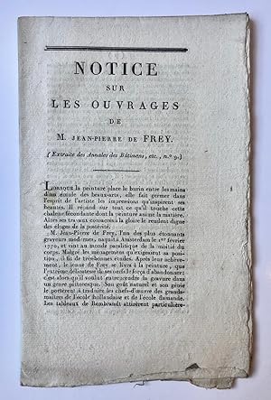 [Catalogue antique prints by de Frey, 19th century] 'Notice sur les ouvrages de M. Jean-Pierre de...