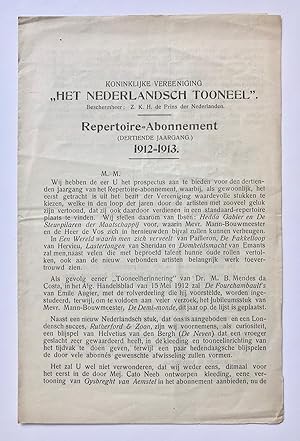 [Theatre, Nederlands toneel, 1913] Twee prospecti voor het repertoire-abonnement 1901-1902 en 191...