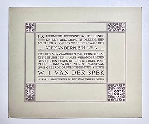 [Paper art] Bedrijfskaart van W.J. van der Spek, stoffeerder te 's-Gravenhage, Alexanderstraat 3 ...