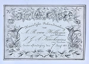 [Marriage announcement, 1864] 'Huwelijks-bekendmaking' van A.B. van Holkema van Oldeboorn en J.G....