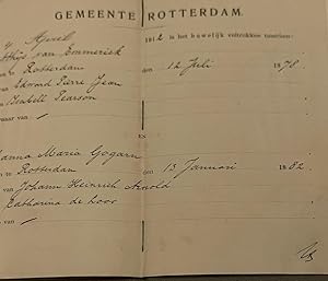 Marriage 1912 | Trouwboekje M. van Emmerick en J.M. Gogarn, d.d. Rotterdam 1912. 1 stuk.
