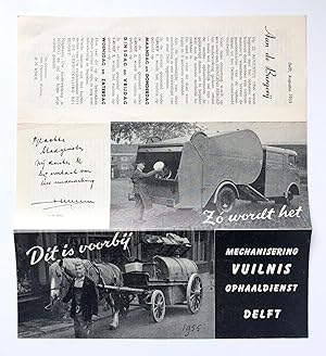 [Printed publication, garbage collection service, 1955] Flyer by dienst Openbare Werken Delft (di...