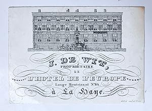 [Printed address card The Hague, 1860] Address card in porcelain print (porseleindruk) of J. de W...