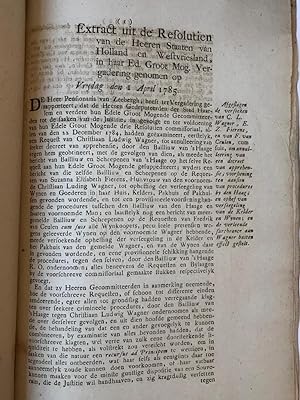 [Printed publication, Wine, The Hague 1785] Extract of Resolutien Staten van Holland, d.d. 1-4-17...
