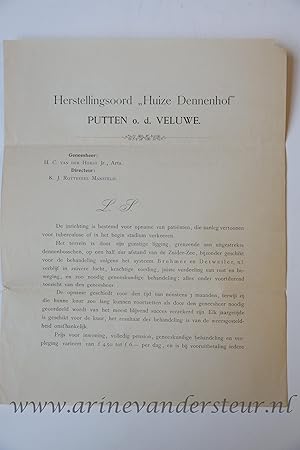 [Printed letter 1903] Brochure van het Herstellingsoord 'Huize Dennenhof' te Putten op de Veluwe,...