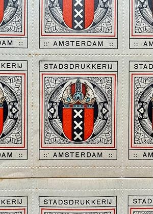 Amsterdam seals/stamps I 8 sluitzegels 'Stadsdrukkerij Amsterdam'. Gedrukt.