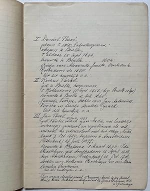 Manuscript geneology 1930 I Genealogie Parvé, ca. 1580 - ca. 1800. 8°, 3 pp.