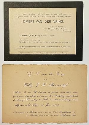 Printed marriage announcement 1924 | Huwelijksaankondiging van G.T. v.d. Vring en W.J.H. Binnendi...