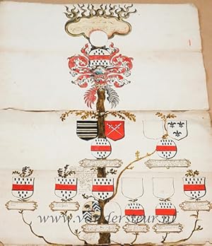 NEDERVEEN, VAN--- Vier genealogische schema's betr. de familie van Nederveen (Nedervenne) in de m...