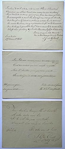 Manuscript 1838 | 3 leafs belonging to the album amicorum of Pauline de Groot with manuscript of ...