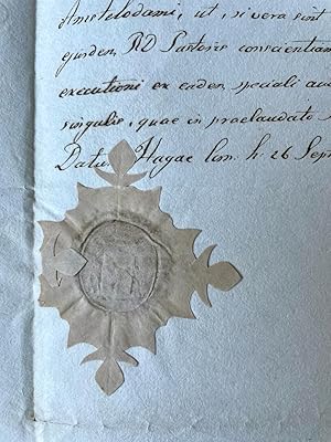 Manuscript with seal 1838 | Kerkelijk (r.k.) stuk betr. huwelijk Ignatius Bohm en Maria Theresia ...