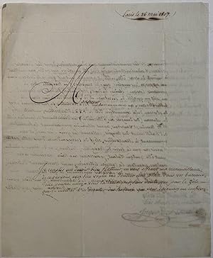 Manuscript 1807 | Verzoek van Jugeo des Essard, d.d. Parijs 26-5-1807, aan de grootmeester van Lo...