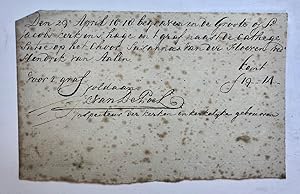 [Manuscripts 1818] Twee notas betr. de begrafenis van Susanna van der Hoeven, wed. van Hendrik v...