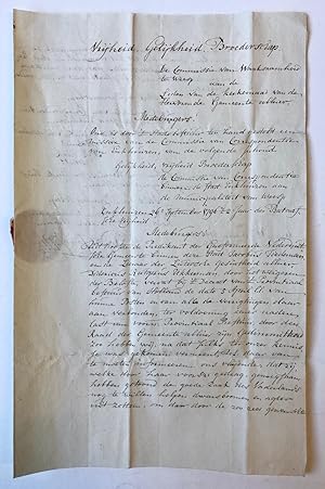 [Manuscript 1796, Batavian Republic, Bataafse republiek] Brief van de Commissie van Correspondent...