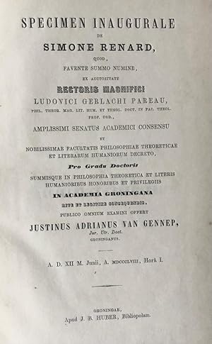 Specimen inaugurale de Simone Renard [.] Groningen J.B. Huber 1858