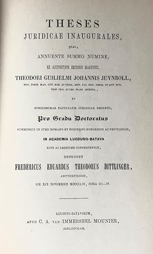 Theses iuridicae inauguralis [.] Leiden C.A. van Immerseel Mounier 1853