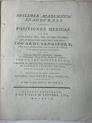 [Dissertation medical 1802] Specimen academicum inaugurale sistens positiones medicas Jacobus Vin...