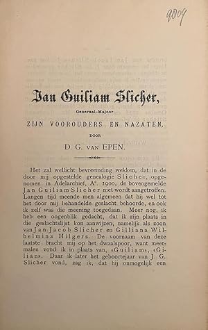 Jan Guiliam Slicher, gen.-majoor, zijn voorouders en nazaten. Z.p. z.j., 13 p.