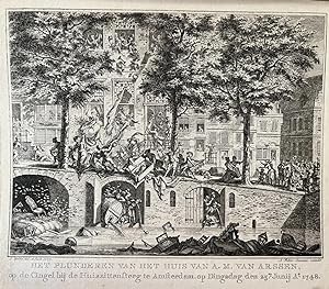'Het plunderen van het huis van A.M. van Arssen'; Plundering of the house of Van Arssen, Amsterda...