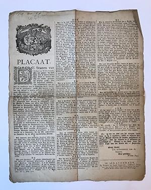 [Printed publication The Hague, 1730, anti papism] Placaat van de Staten van Holland d.d. 21-9-17...