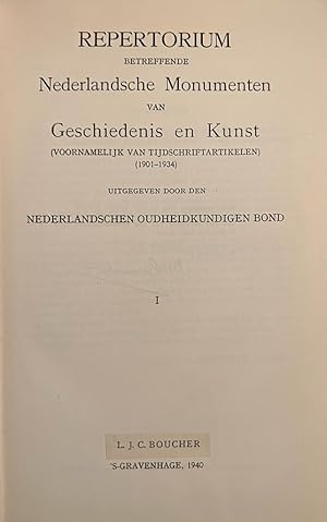 Repertorium betreffende Nederlandsche monumenten van geschiedenis en kunst (voornamelijk tijdschr...
