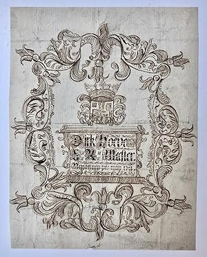 [Calligraphy, kalligrafie, manuscript, 1741] Gekalligrafeerde adreskaart met de tekst "Dirk Hoeve...