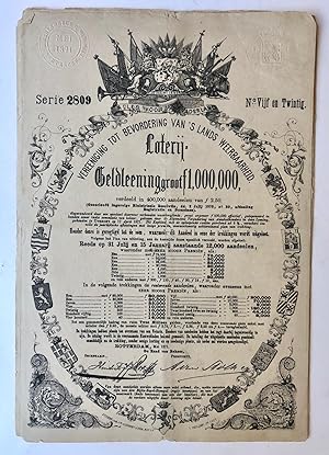[lottery lot 1871] Lot ad  2,50 in de loterij t.b.v. de Vereeniging tot Bevordering van 's Lands...