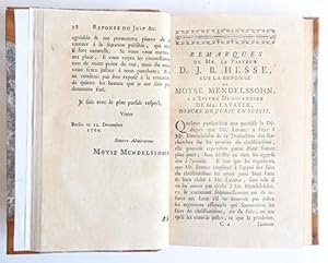 Lettres juives du celebre Mendels-sohn philosophe de Berlin; avec les remarques et reponses de Mo...