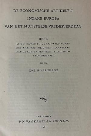 De economische artikelen inzake Europa van het Munsterse vredesverdrag [.] Amsterdam P.N. van Kam...