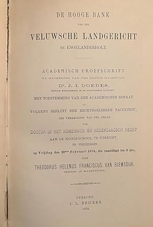 De hooge bank van het Veluwsche landgericht te Engelanderholt. Academisch proefschrift [.] Utrech...