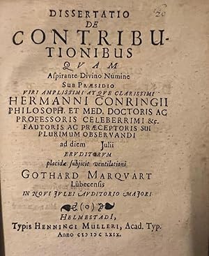 Dissertation 1669 I Dissertatio de contributionibus [.] Helmstedt Henning Müller 1669.