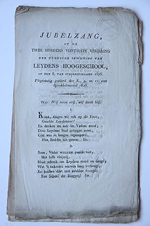 Bij de plegtige viering van de 250ste verjaring der oprigting van de Hooge school te Leyden. 1825.