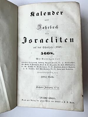 Antique book 1847 Judaica I Kalender und Jahrbuch für Israeliten auf das Schaltjahr (1848) 5608, ...