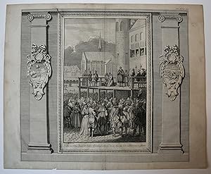 Antique print, etching | 'Johan van Olden Barnevelt binnen 's Gravenhage onthalst'; beheading Joh...