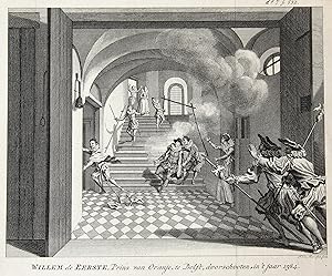 [History print, etching] 'Willem de Eerste, Prins van Oranje, te Delft doorschooten in 't jaar 15...