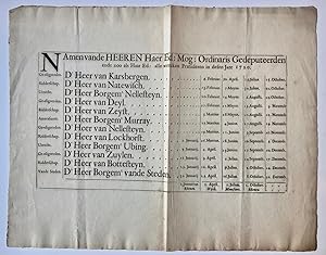 [Printed publication 1720] "Namen van de heeren haer ed. mog. ordinaris gedeputeerden [van Utrech...