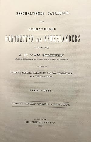 Beschrijvende catalogus van gegraveerde portretten van Nederlanders. Vervolg op Mullers Catalogus...