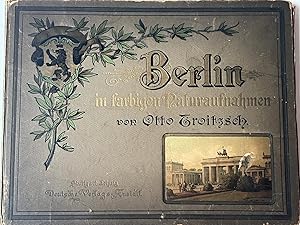 Image du vendeur pour City guide Berlin | Berlin in farbigen naturaufnahmen, Stuttgart- Leipzig, Deutsche Verlag Anstalt [ ca. 1895 ], board covers with this text and 19 handcolourd chromo-lithograhs after photographs of Berlin- sights. With text in German, Englisch and French under each photo. mis en vente par Antiquariaat Arine van der Steur / ILAB