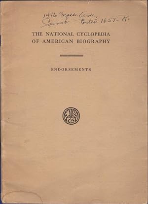 Image du vendeur pour Endorsements. The National Cyclopedia of American Biography mis en vente par Kaaterskill Books, ABAA/ILAB