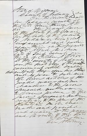 Indicting a man for selling store goods on Sunday, in an autograph document, signed 1 November 18...