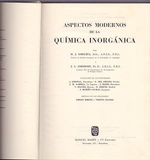 Seller image for ASPECTOS MODERNOS DE LA QUIMICA INORGANICA for sale by Libreria 7 Soles